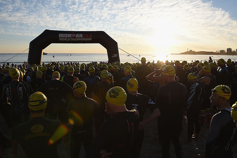 Competitors prepare before the swim stage during the Ironman 70.3 World Championship. (Photo by Matt Roberts/Getty Images)